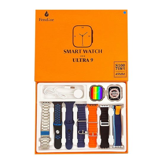 Smartwatch S100 Ultra 9 with 7 Straps and Protective Case 49mm (Call Version) NFC Blue Smartwatch S100 Ultra 9 with 7 Straps and Protective Case 49mm (Call Version) NFC Blue